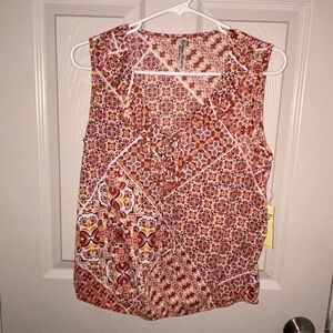 PerSeption Concept Red and Orange Patterned Blouse